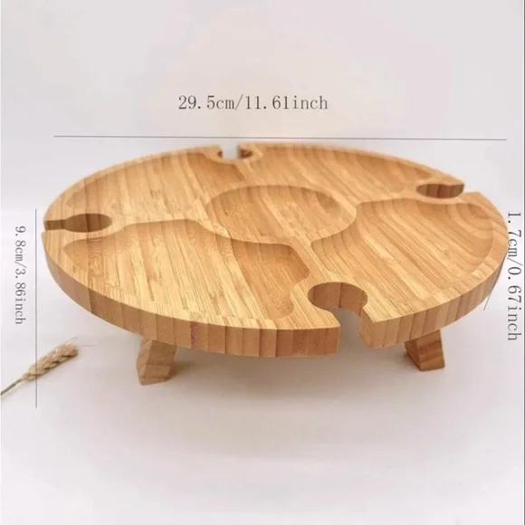 NIB Round Charcuterie Board with Wine Glass Holders - Picture 3 of 7